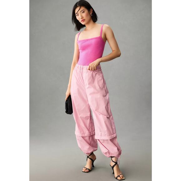 NWT Pilcro Cargo Pink Balloon Pants - Large - Picture 1 of 5